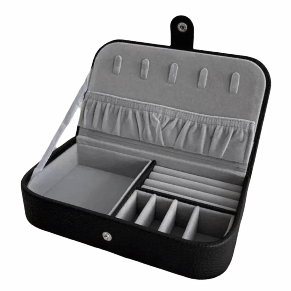 

Портативный дорожный органайзер для ювелирных изделий, коробка из искусственной кожи, серьги, чехол для хранения ювелирных изделий, многофункциональный контейнер