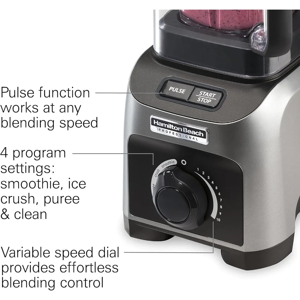 1500W, 32oz BPA Free Jar, 4 Programs & Variable Speed Dial for Puree, Ice Crush, Shakes and Smoothies, Silver (58870), 1500W