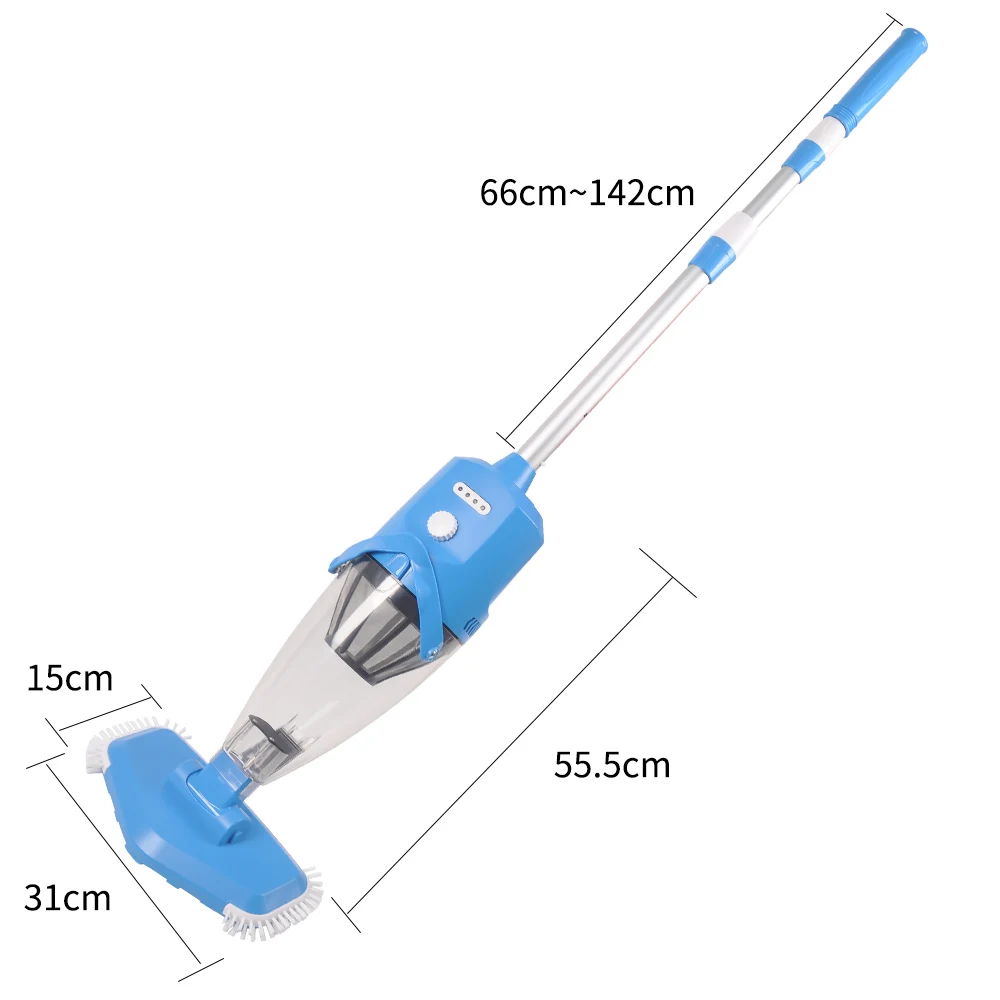 เครื่องดูดสิ่งสกปรกแบบมือถือแบบชาร์จไฟได้ เครื่องมือทําความสะอาดสระว่ายน้ําพร้อมการชาร์จหนึ่งชั่วโมงและการใช้งานตลอด 24 ชั่วโมง