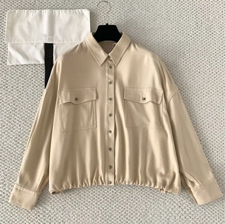 Camisa de Lino Roja de Manga Larga con Cuello Solapa y un Solo Botón, Colección Primavera 2026, Moda Europea para Mujer, Personalizable