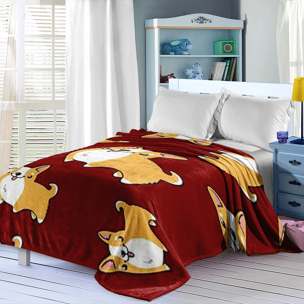 Cute Corgi Dog Print Throw Blanket Cozy Pet Lover Couch Throw Fall Winter Decorative Fleece Blanket Gift for Dog Owner