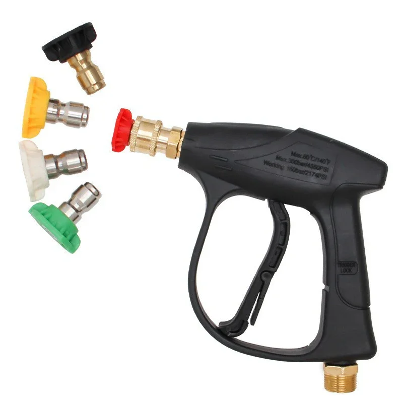 

Short Handle High Pressure Washer Gun Single Water Gun Aluminum Alloy with 5 Nozzles for Car Washing Garden Accessories 2175PSI