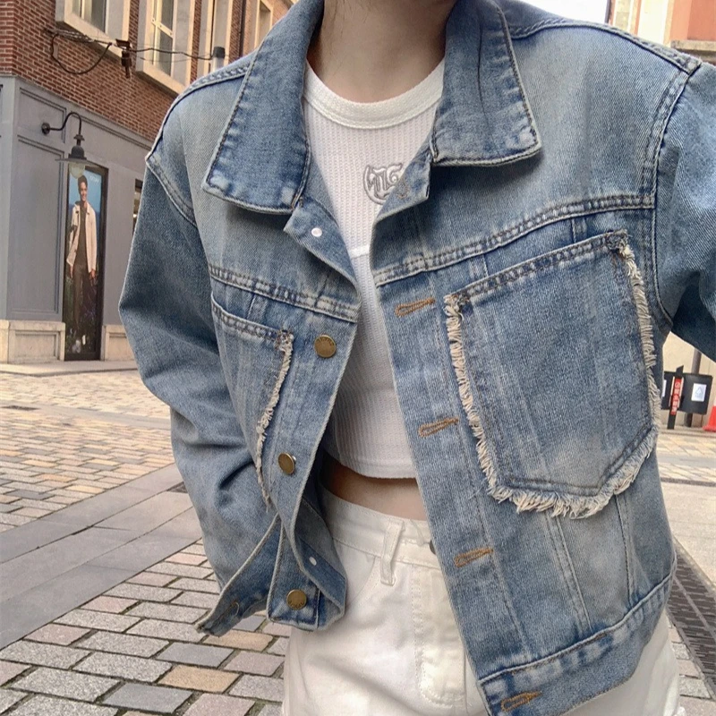 

Denim Jackets Women Coats Single Breasted Short Coat Casual Loose Turn Down Collar Y2k Streetwear Mom Jeans Splice Jacket 2025