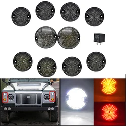 2/10 sztuk przydymione soczewki kompletny zestaw do modernizacji lampy Led dla Land Rover Defender 1990-2016 przednie lampki kontrolne tylne światła przeciwmgielne