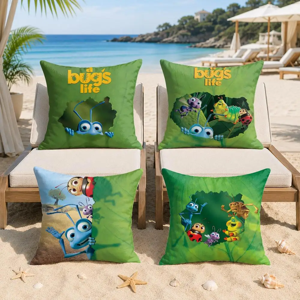 Cartoon A B-Bugs Life Cushion Cover Silky Short Plush Invisible Zipper Dustproof Sofa Pillow Case For Home Decor