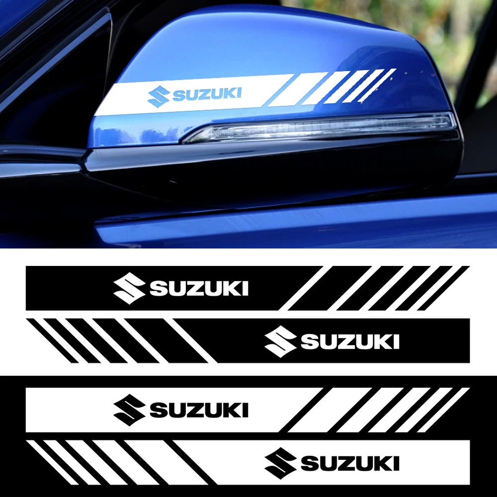 2 pegatinas de vinilo con franjas laterales para espejo retrovisor de coche, para Suzuki SX4 Alto AX100 Liana Gsxr 600 Celerio Cross Grand Vitara