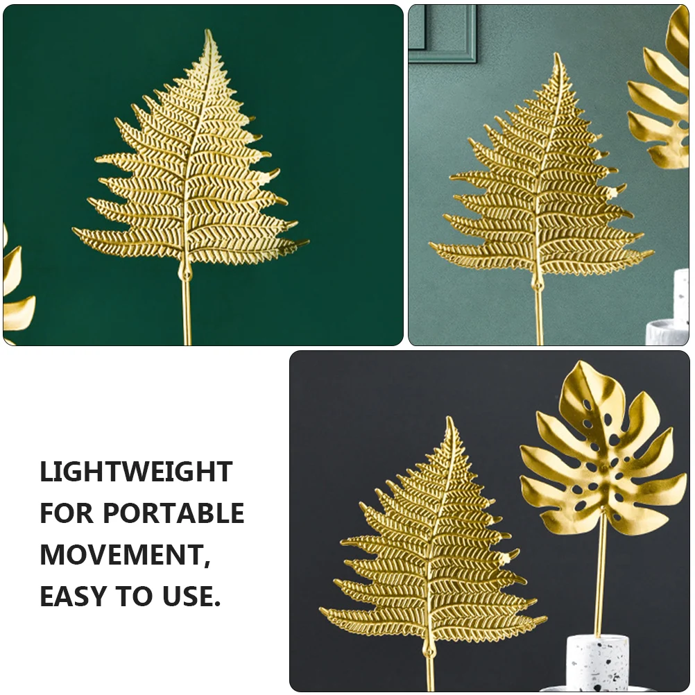 

1pc Golden Leaf Decor Marble Base Lifelike Simulation Creative Home Table Ornament Decoration Desktop Adornment Metal Stand For