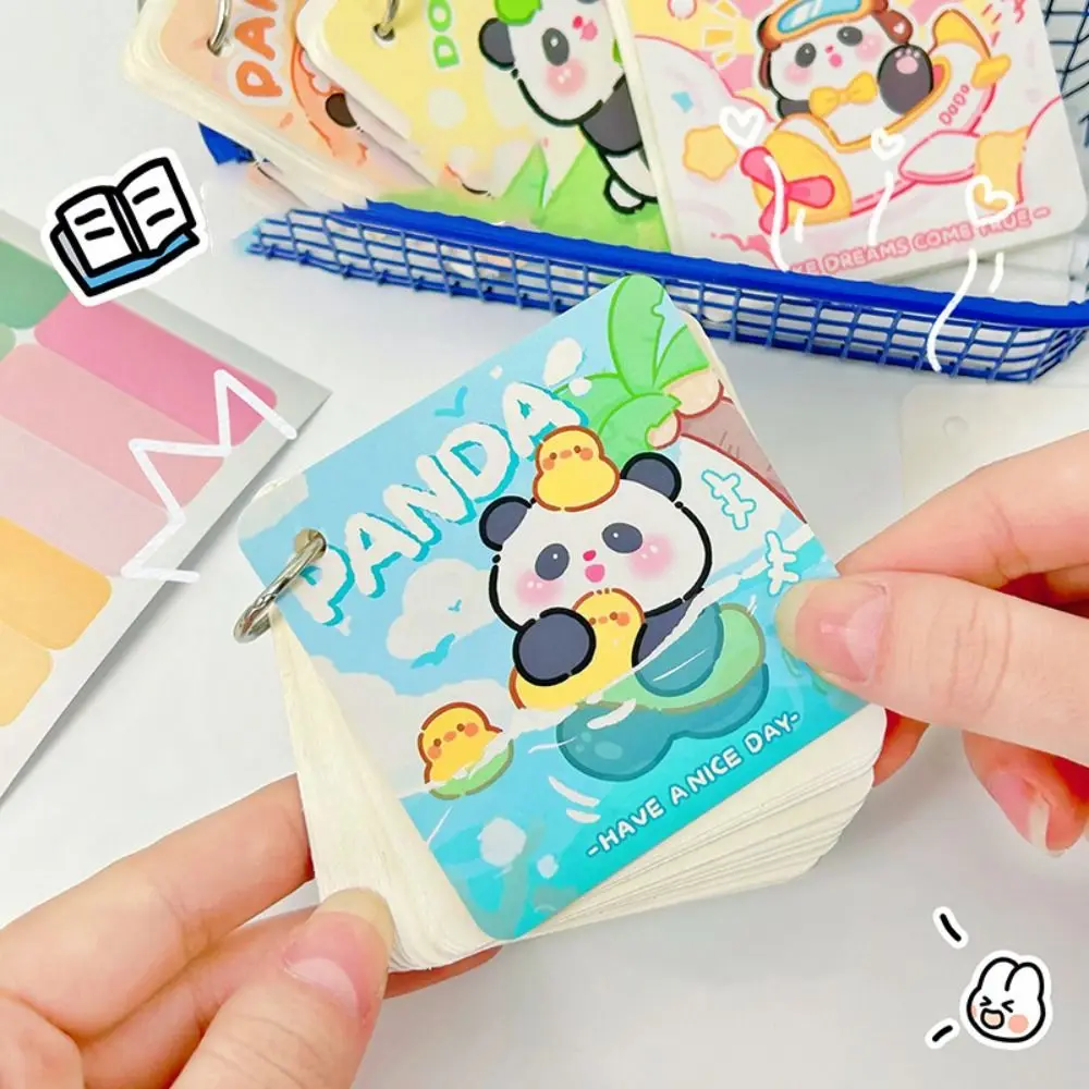 50 folhas de papelaria dos desenhos animados panda caderno adorável mini panda bloco de notas destacável simples panda anel inglês palavra livro escritório