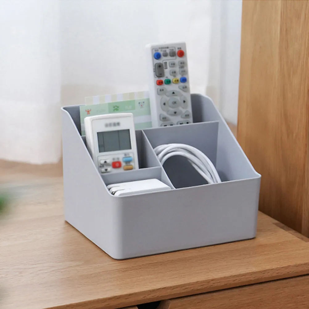 

4-Compartment Plastic Desktop Organizer Storage Box for Office School Stationery Pens Pads Papers Supplies Multifunctional Space