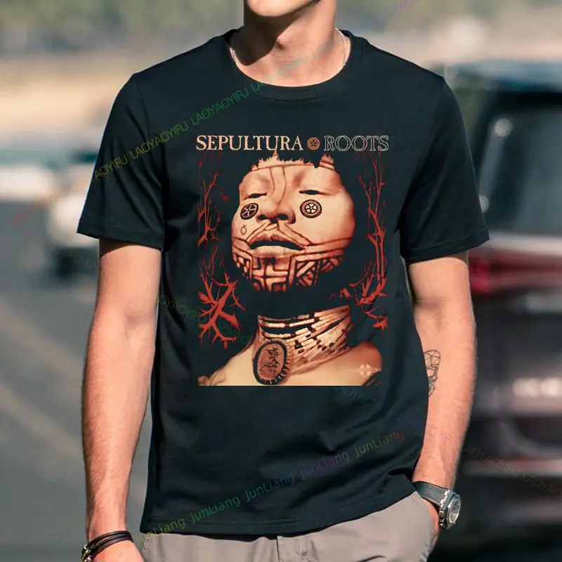 Sepultura Band's Black Retro Unisex Nostalgic Short-sleeved Shirt, Hip-hop Rock Fashionable Casual Streetwear