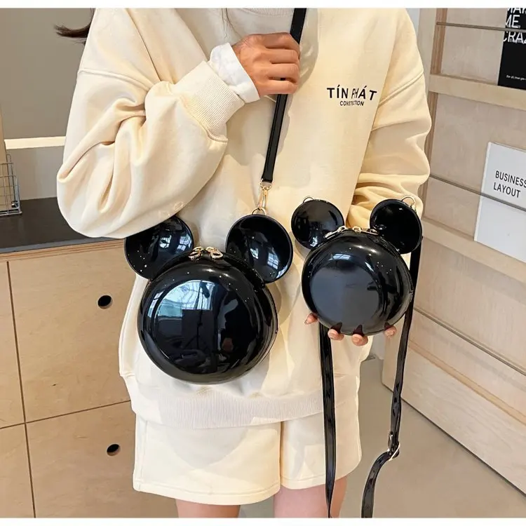 Disney Mickey Mouse Women handbag Minnie Crossbody Bag Shoulder Diagonal Bag Casual Fashion Girl PU Round Bag Birthday Gifts