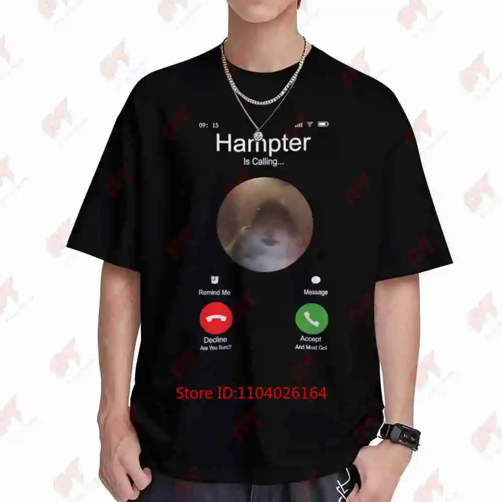 Hamster Phone Call Oversized Short Sleeve Tee 100% Cotton T-Shirt