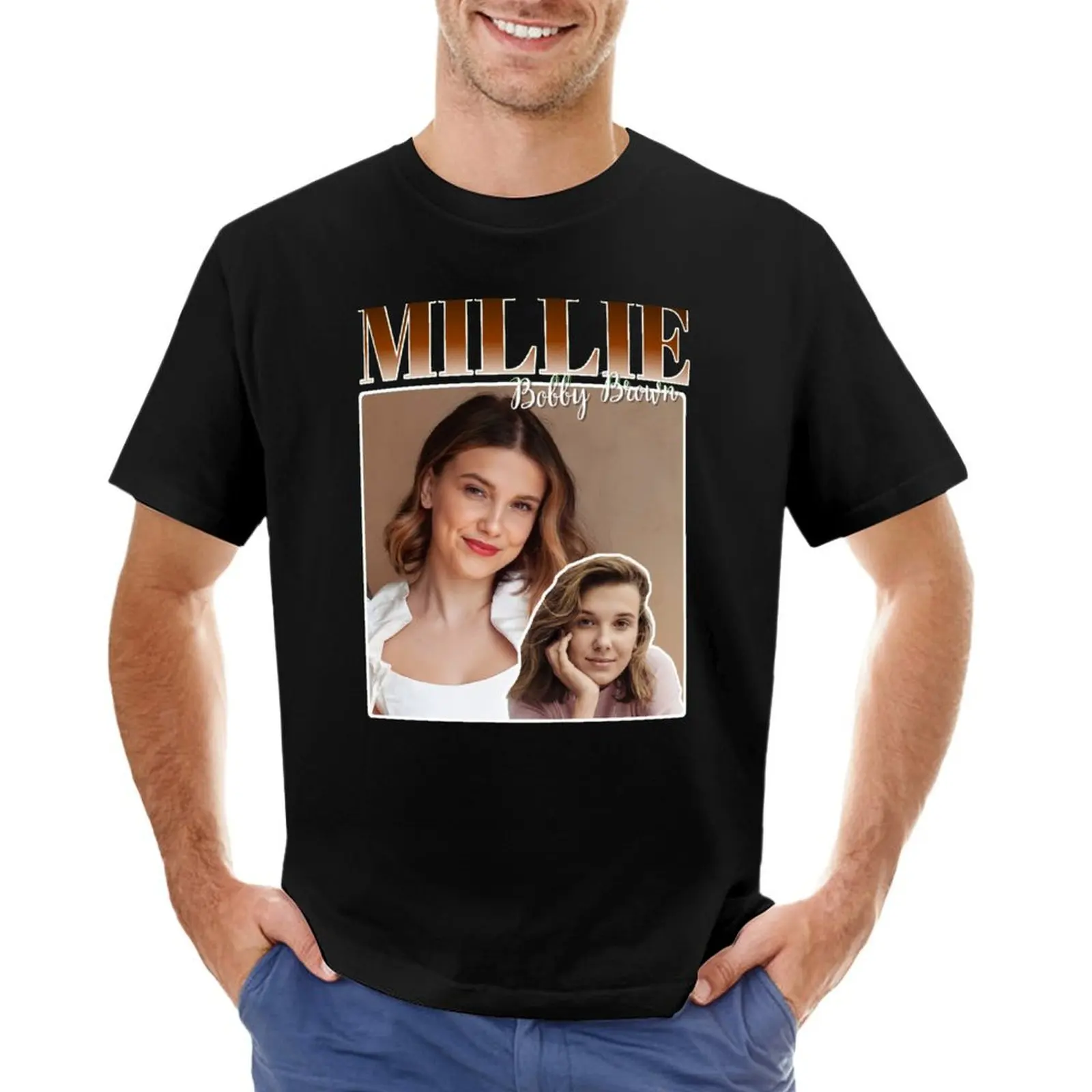 Millie Bobby Brown T-Shirt anime tshirt vintage graphic tee tops plain t shirts men