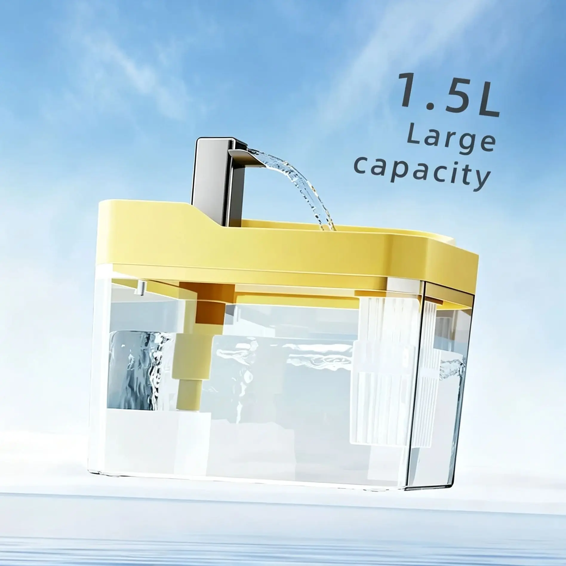 HTMCK USB Cat Water Fountain with Auto Filter Transparent Anti-Dry Burning Recirculating Dispenser Includes Pump for Cats gallery 3