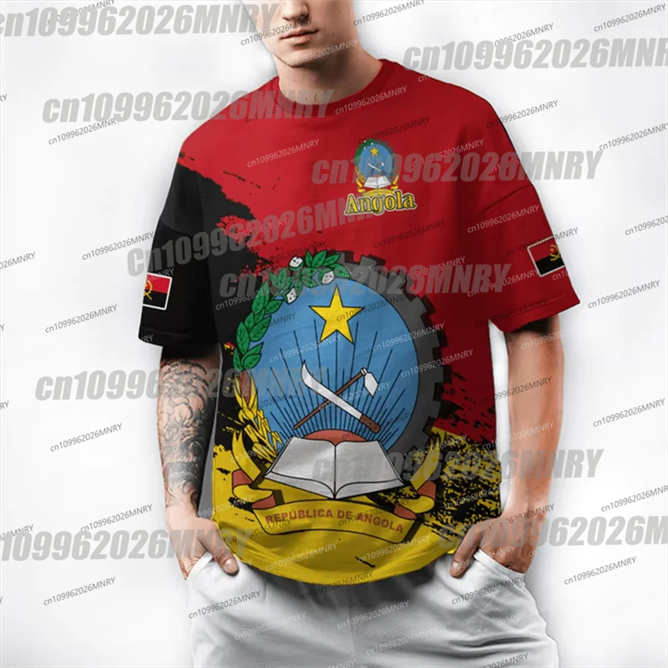 Angola Flag Summer Men's Tshirt Angolan National 3D Print T-Shirt Oversized GYM Tops Sports Fitness Man Short Sleeves Shirts