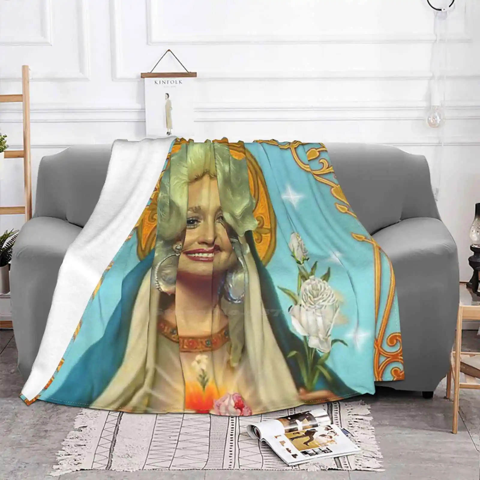 Saint Dolly Parton Super Warm Soft Blankets Throw On Sofa/Bed/Travel Country Retro Signature Dollyparton Music Vintage Singer