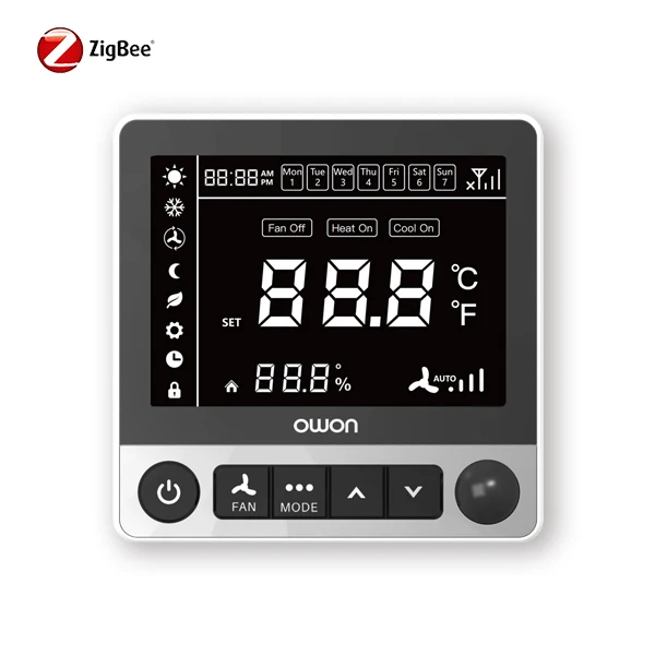 2026new Zigbee Smart Hotel Thermostat Zigbee  Remote Control Smart Building Fancoil Thermostat ZigBee2MQTT Compatible