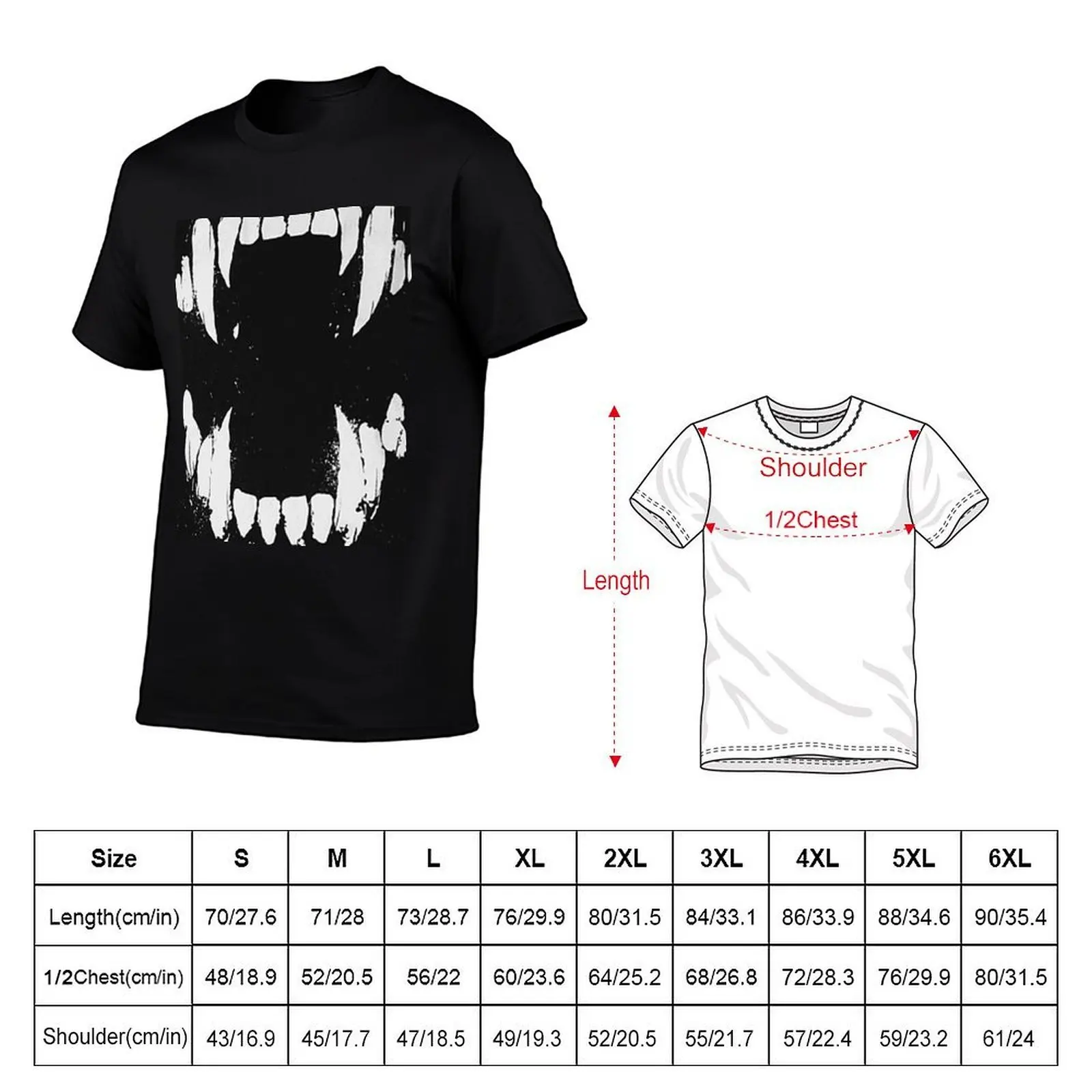 Vampire Fang T-Shirt cotton t shirts high quality man graphic t shirt black cotton t-shirt plain for man package T-shirt