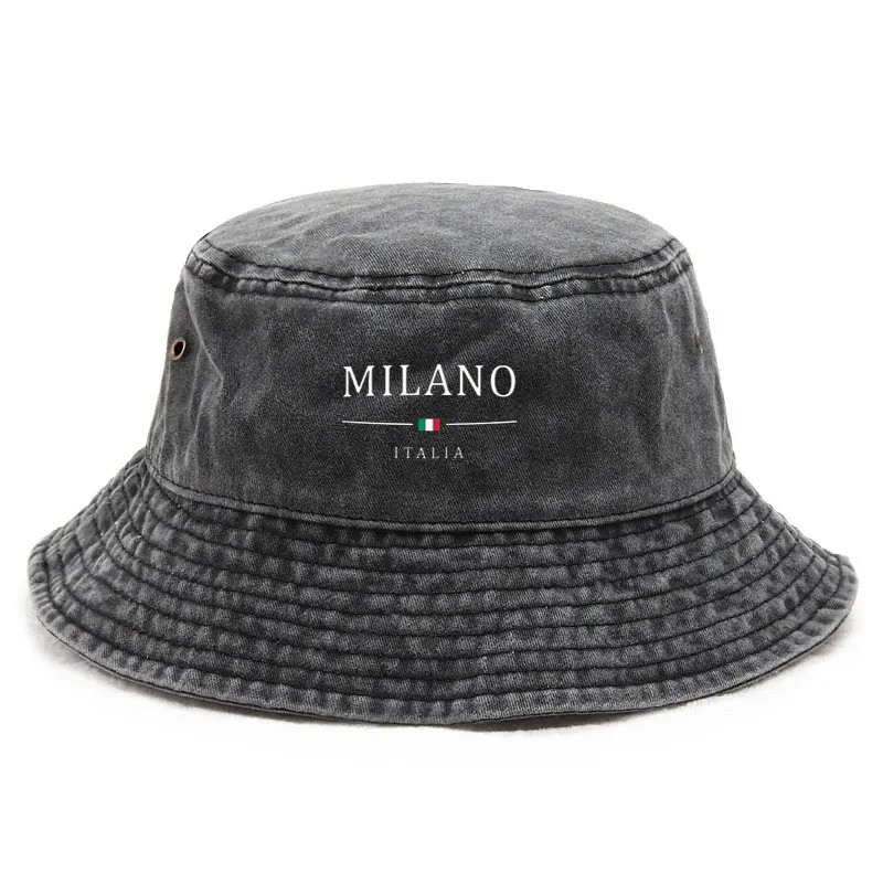 Sombrero de Pescador de Algodón Lavado, Diseño Milano, Estilo Vintage, Unisex, para Fanáticos del Fútbol, Viajes y Regalos
