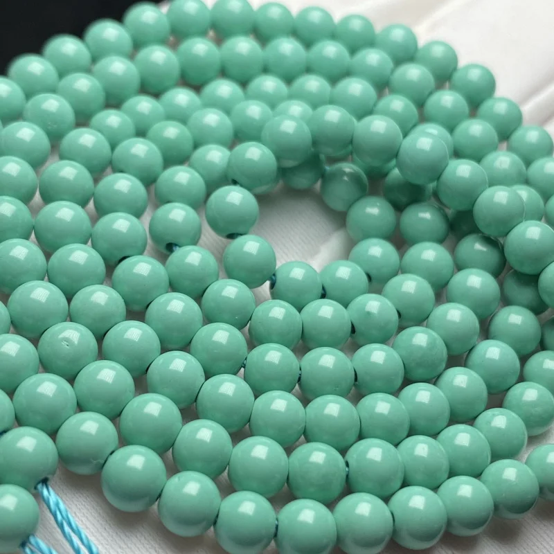 High Porcelain 4mm Yajiaoshan Material Green Pine Round Necklace 108 Buddha Bracelet Loose Beads Single Bead Ac