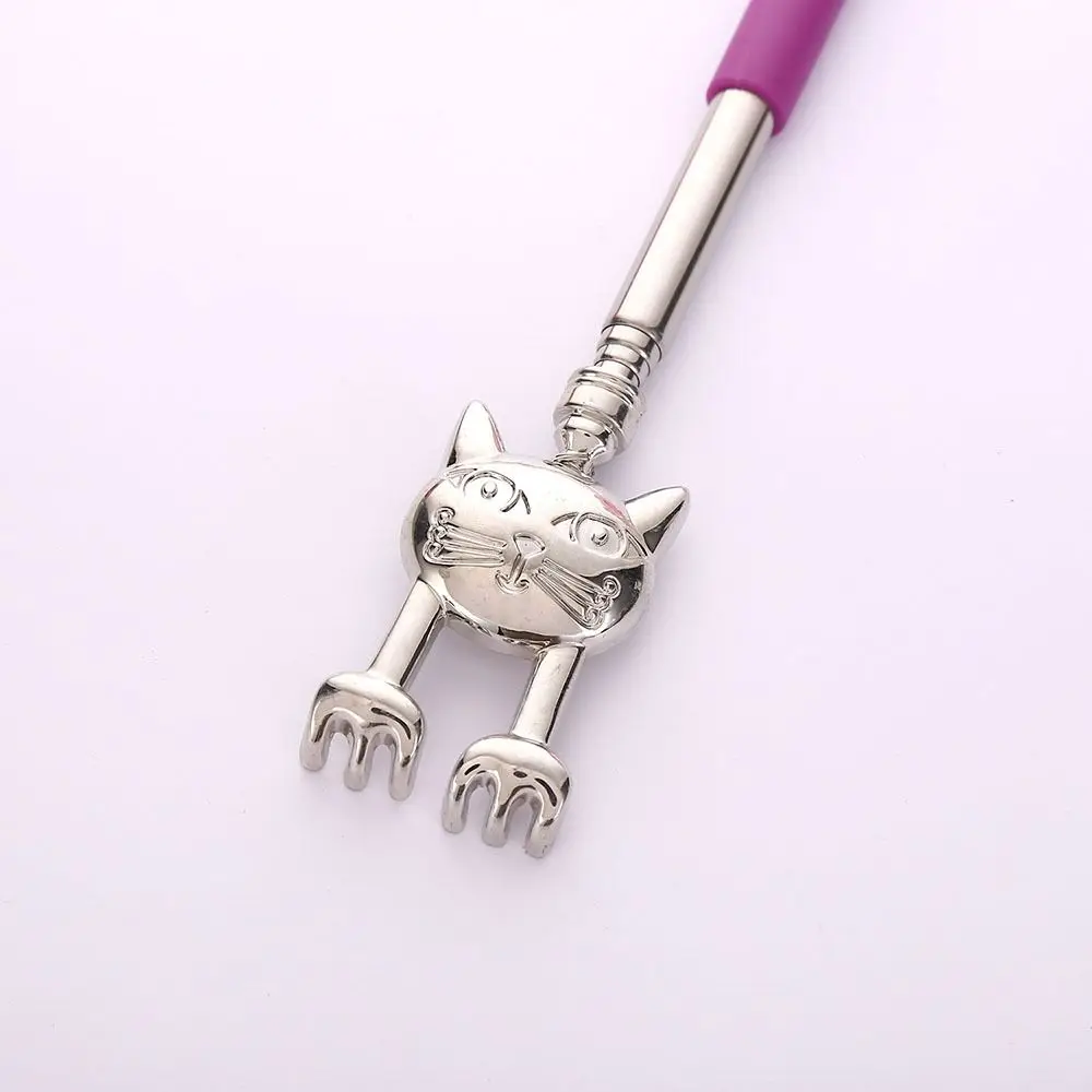 Aço inoxidável Tickle Back Scratcher, Forma do gato, Aliviar a coceira, Massageador retrátil, Massageador de relaxamento bonito