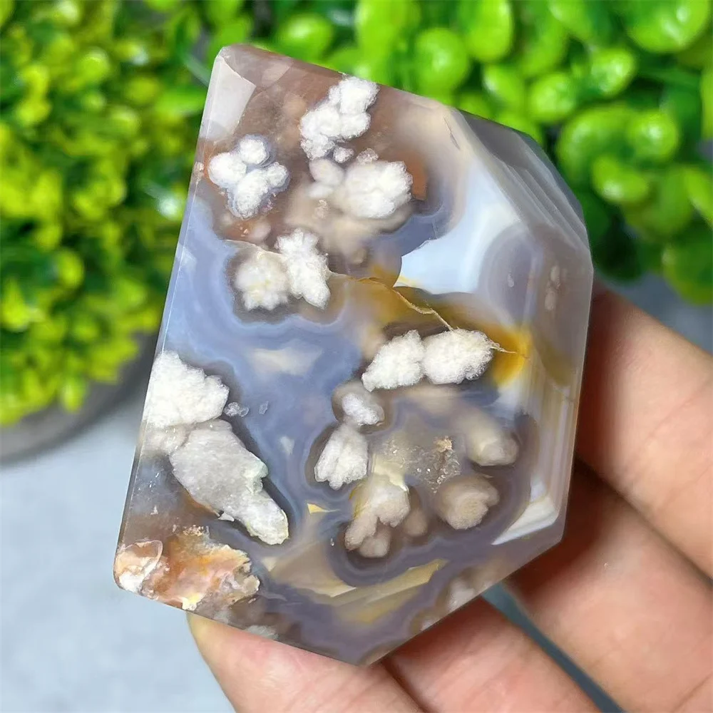 Blue Flower Agate Free Form Crystal Natural Reiki Mineral Spiritual Meditation Specimen Flash Healing Home Decoration view 3