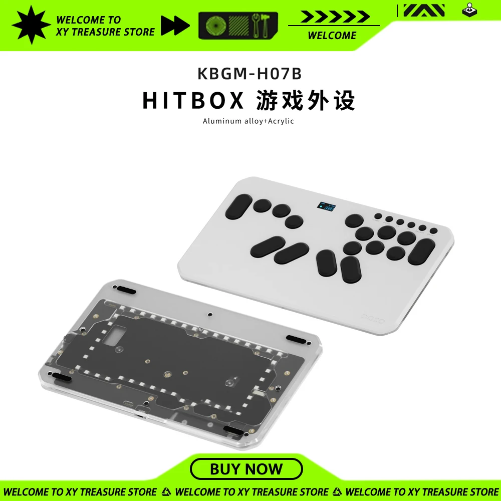 DOIO KBGM-H07B HITBOX Aluminum Alloy Game Peripheral Keyboard Ergonomics PBT Keycaps Keyboard Supports PS4 PS5 Switch PC Steam