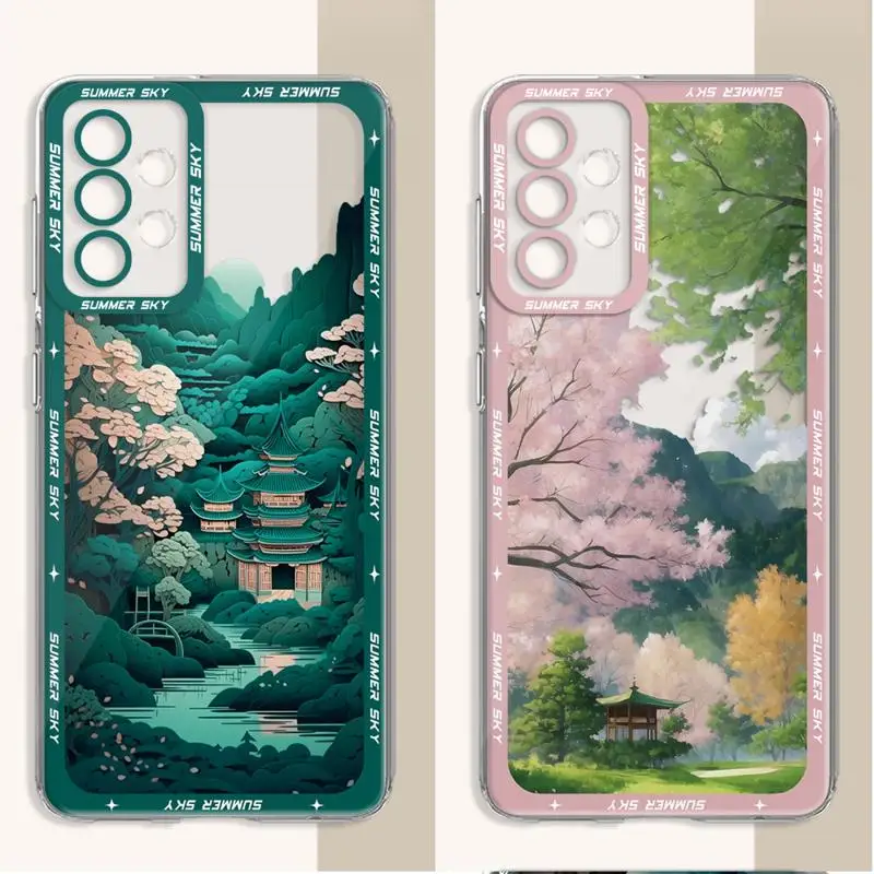 Summer Sky Phone Case for Samsung Galaxy A14 A13 A15 A23 4G A34 A33 A53 A25 A24 A54 A73 A35 A55 5G Clear Soft Cover