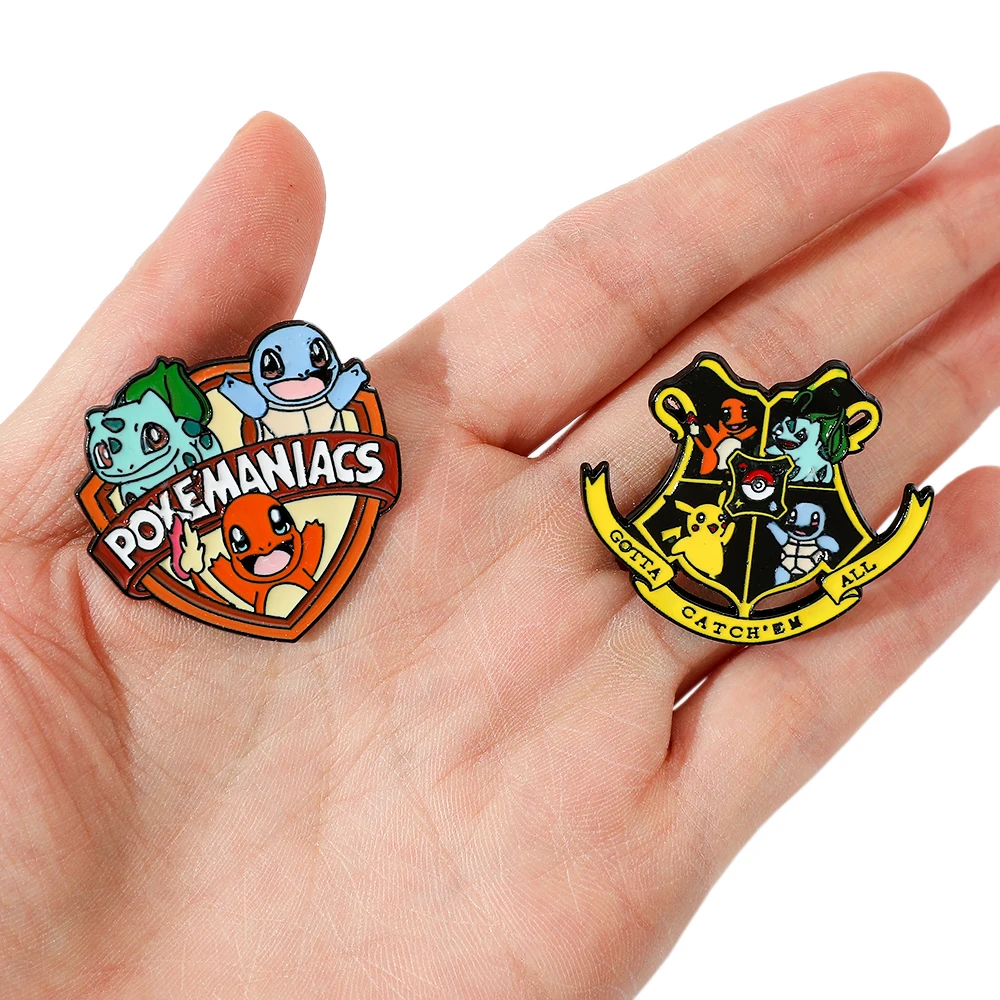 2 Pcs Cartoon Anime Pokemon Brooch Cute Funny Enamel Pin Fashionable Metal Badge Jewelry Clothing Backpack Accessories