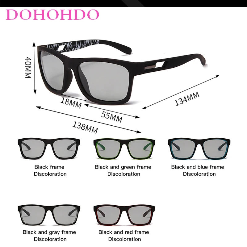 DOHOHDO Men Photochromic Sunglasses Polarized Sports Goggles Chameleon Color Changing Anti Glare Driving Sun Glasses Women Gafas