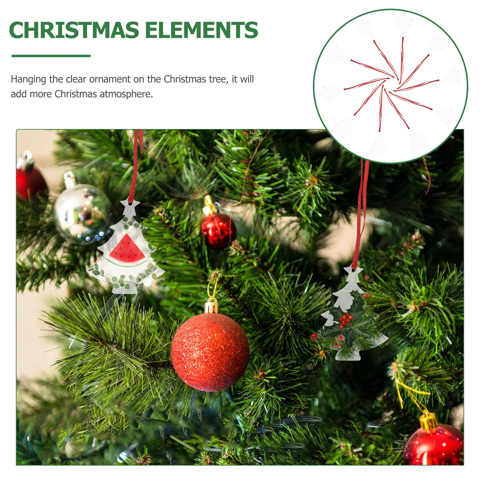 

10Pcs DIY Heat Transfer Pendant Clear Acrylic Ornament for Christmas Tree Hanging Sublimation Craft Xmas Decor Home Party Use