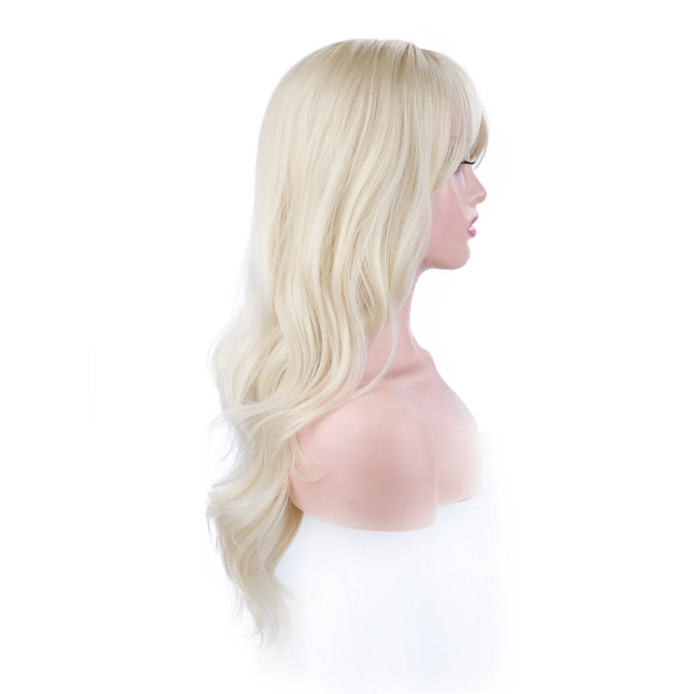 Perucas sintéticas loiras longas e onduladas para mulheres 26 Polegada perucas sintéticas de separação média com franja ombre cabelo sintético resistente ao calor