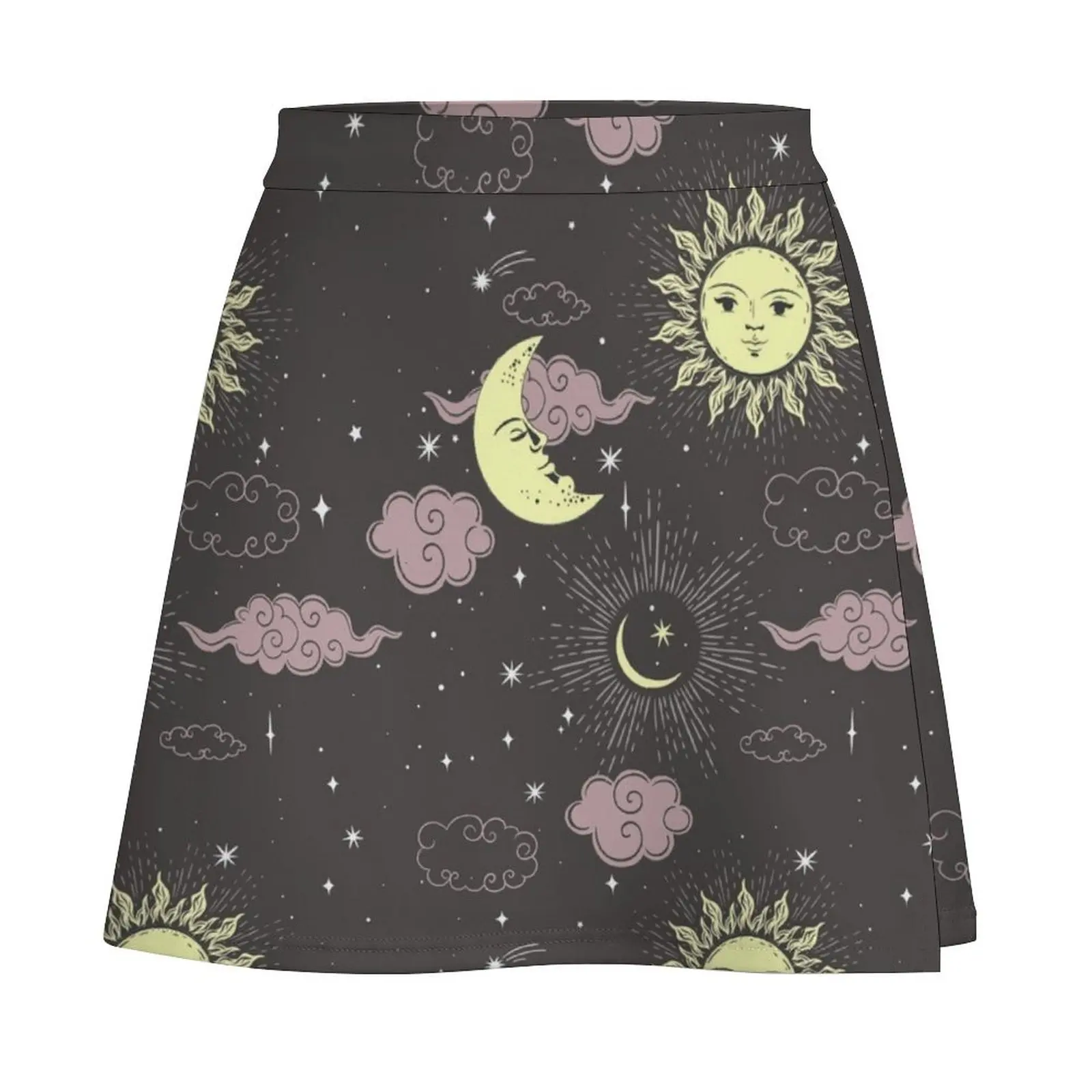 Stars sun and moon Mini Skirt festival outfit women skirts for women Women's summer dress Mini Skirt