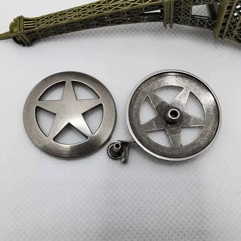 5pcs 36*36mm Punk Vintage Silver Western Texas Star Stud Rivet Leathercraft Saddle Conchos For Leather Rivet Back