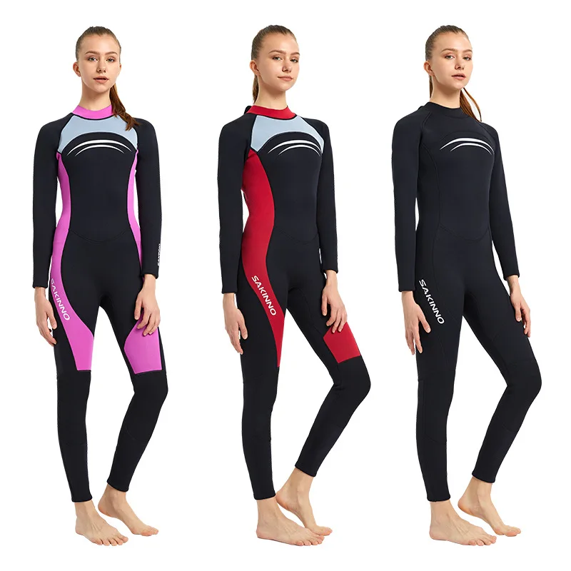 

Snorkeling Surfing Swimming Long Sleeve Keep 3MM Neoprene Wetsuits Scuba Diving Suits for Women One Pices Warm Water Sports