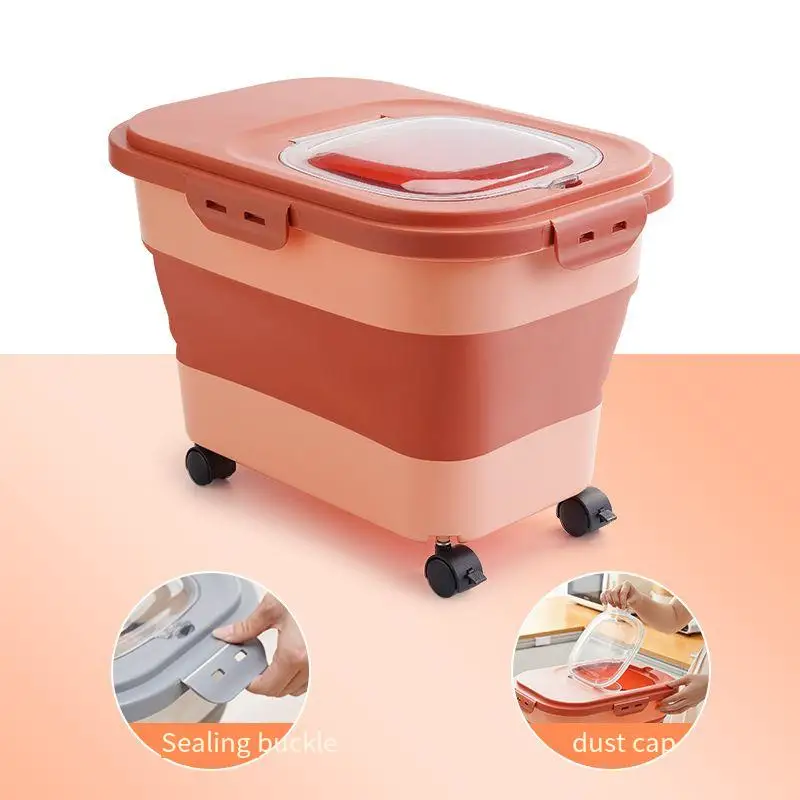 33LB Collapsible Cat Dog Food Storage Container Folding Pet Food Container Airtight Sealing Box kitchen Grain Storage Boxes