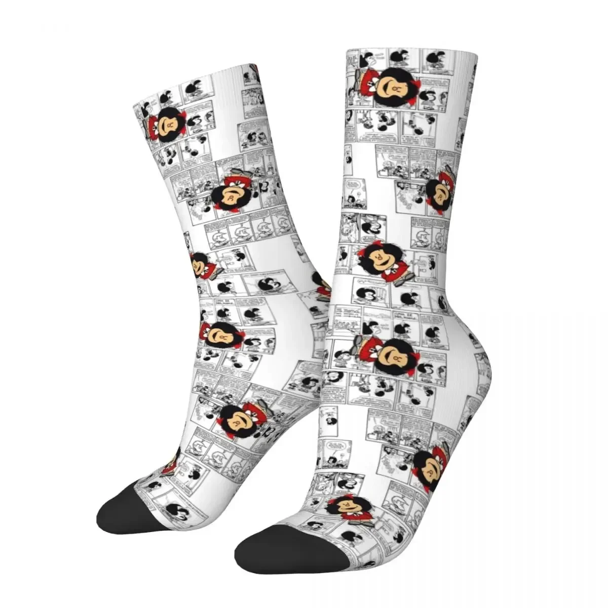 Casual Mafalda Comic Books Theme Design Sports Socks Accessories All Seasons Funny Cartoon Cute Long Socks Non-slip