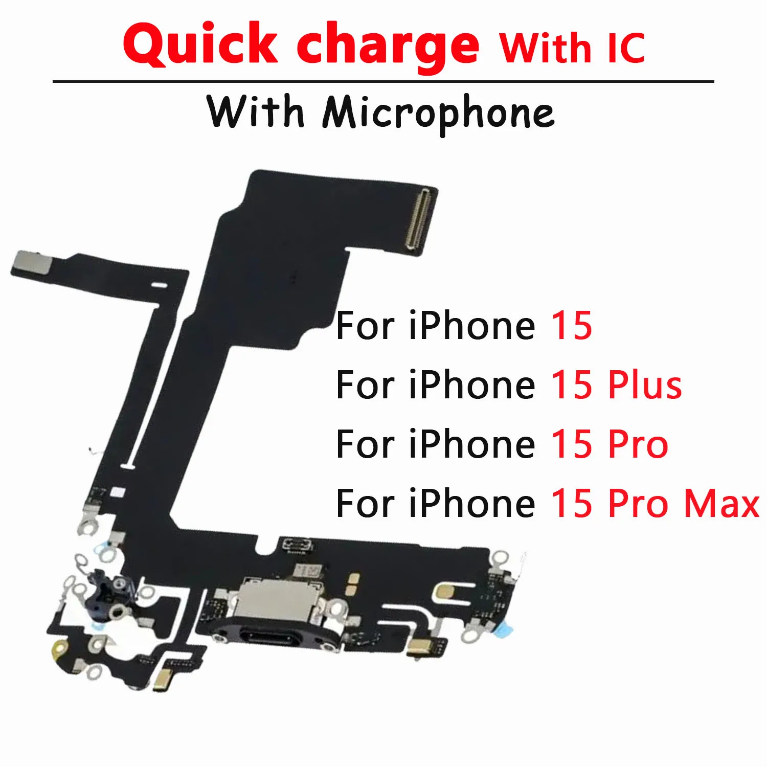 

New For iPhone 15 15 Plus 15 Pro 15 Pro Max Dock Connector Micro USB Charger Charging Port Flex Cable Microphone Board