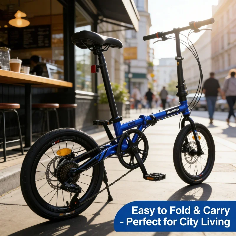 

16-inch Blue Rixi Folding Bike 6-Speed Economy Edition Ultra-Light Portable Adult Men's And Women's Bicycle