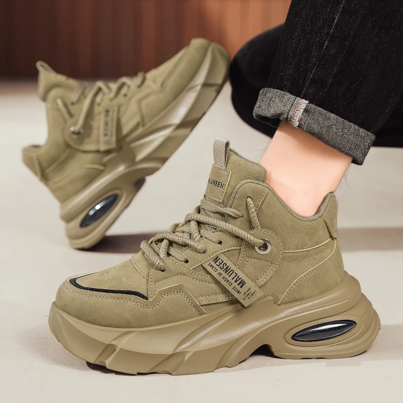 

Осенние и зимние мужские высокие ботинки — нескользящие, прочные рабочие ботинки на толстой подошве, модная спортивная повседневная мотоциклетная обувь