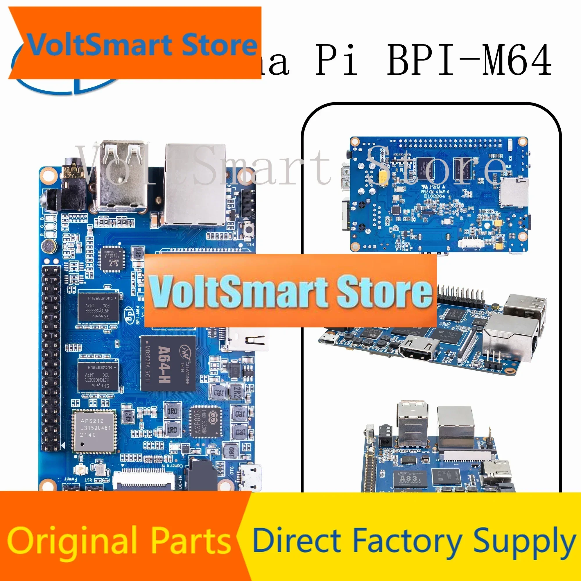 VoltSBPI-M64 Allwinner A64 Open Source PCB SBC Development Board -- Quad-Core 2GB DDR3 8GB EMMC For IoT Smart Form Banana Pi Ste