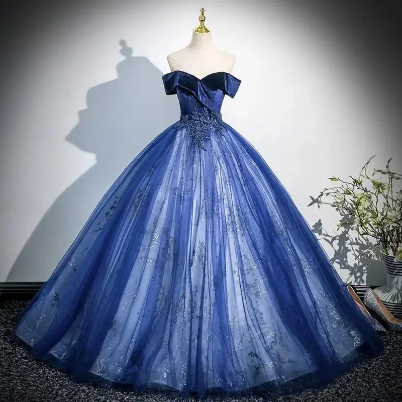 

Deep Royal Blue 15 Year Quinceanera Dresses 2026 Off the Shoulder Customized Ball Gown Birthday Party Evening Gowns vestido