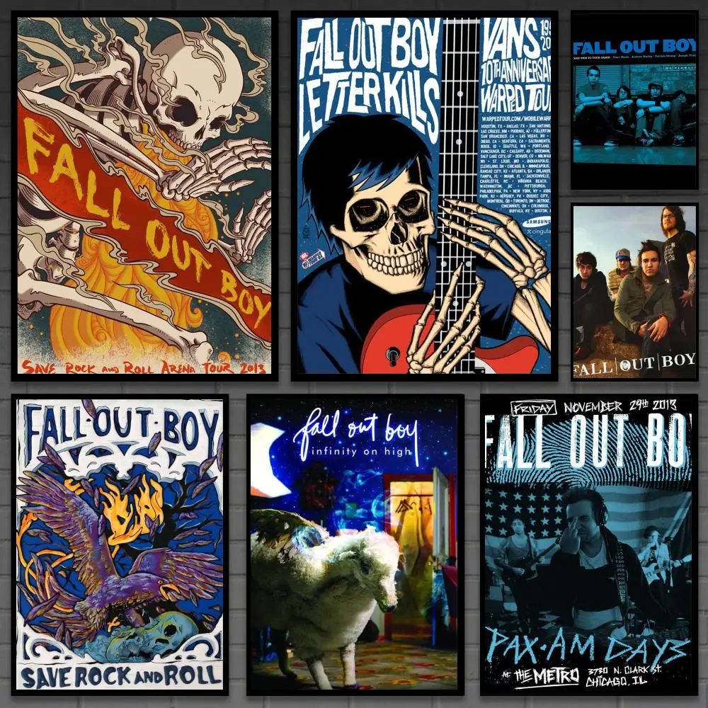F-Fall Out Boy Band Poster Versatile HD Waterproof Wall Art Self-Adhesive Decor for Any Space Ideal Gift