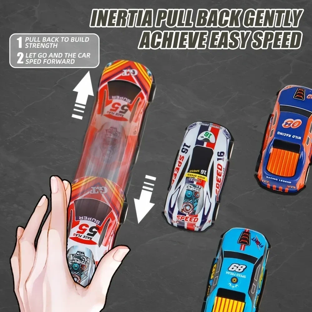 Toy Cars for Kids Pull Back Toy Race Cars Die-Cast Container Storage Box City Car Parking Toy Party Favors for Toddler Boy Girl