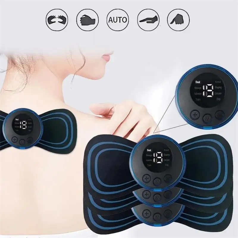 Massageador elétrico muscular 2/3/4 Pcs EMS Máquina de massagem no pescoço 8 modos 19 níveis de instrumento vibratório de força