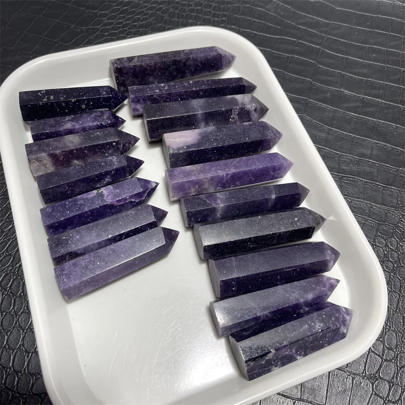 1kg Wholesale Polished Purple Mica Lepidolite Reiki Quartz Crystal Point Tower Feng Shui Style for Home Decor