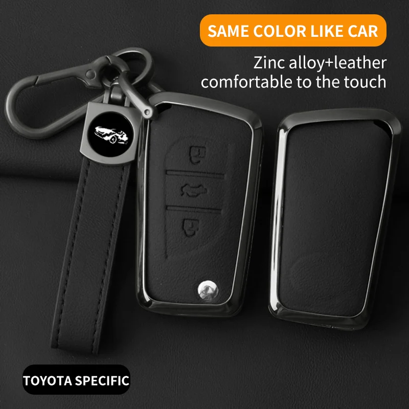 

Alloy Leather Car Folding Key Case Cover Protector Shell Holder for Toyota Corolla Altis Auris Aygo Yaris Camry RAV4 Verso TC IM