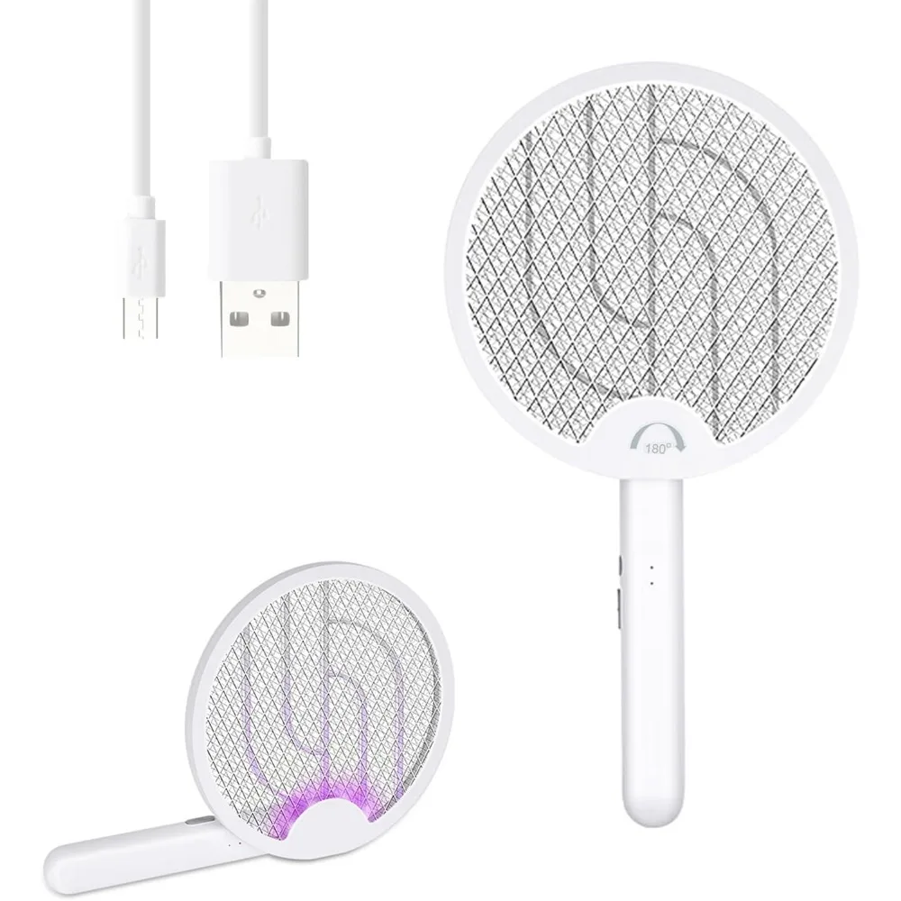 

Высоковольтная USB-заряжаемая электрическая мухобойка-ракетка со встроенной лампой-ловушкой для комаров и аккумулятором 1200 мАч для использования в помещении