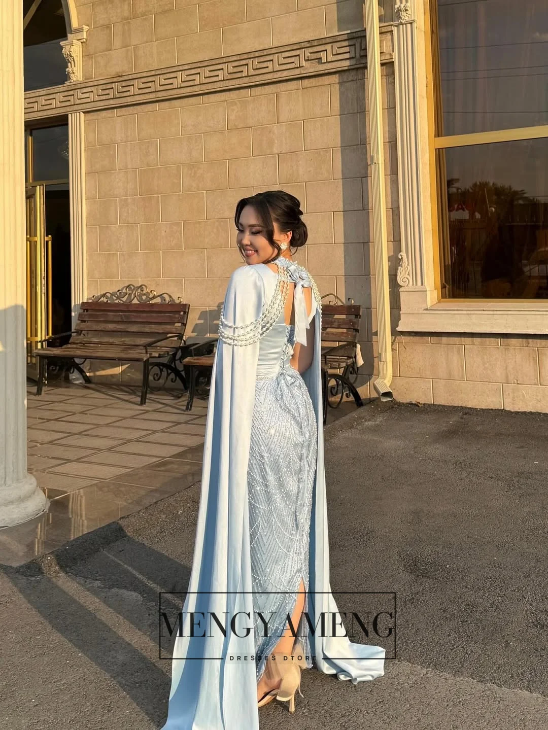 Suknie wieczorowe damskie ZHUISHU w stylu saudyjskim, arabskim i dubajskim, luksusowe, z peleryną, zdobione perłami, szyte na miarę, z koronką i koralikami, sukienki na przyjęcia.