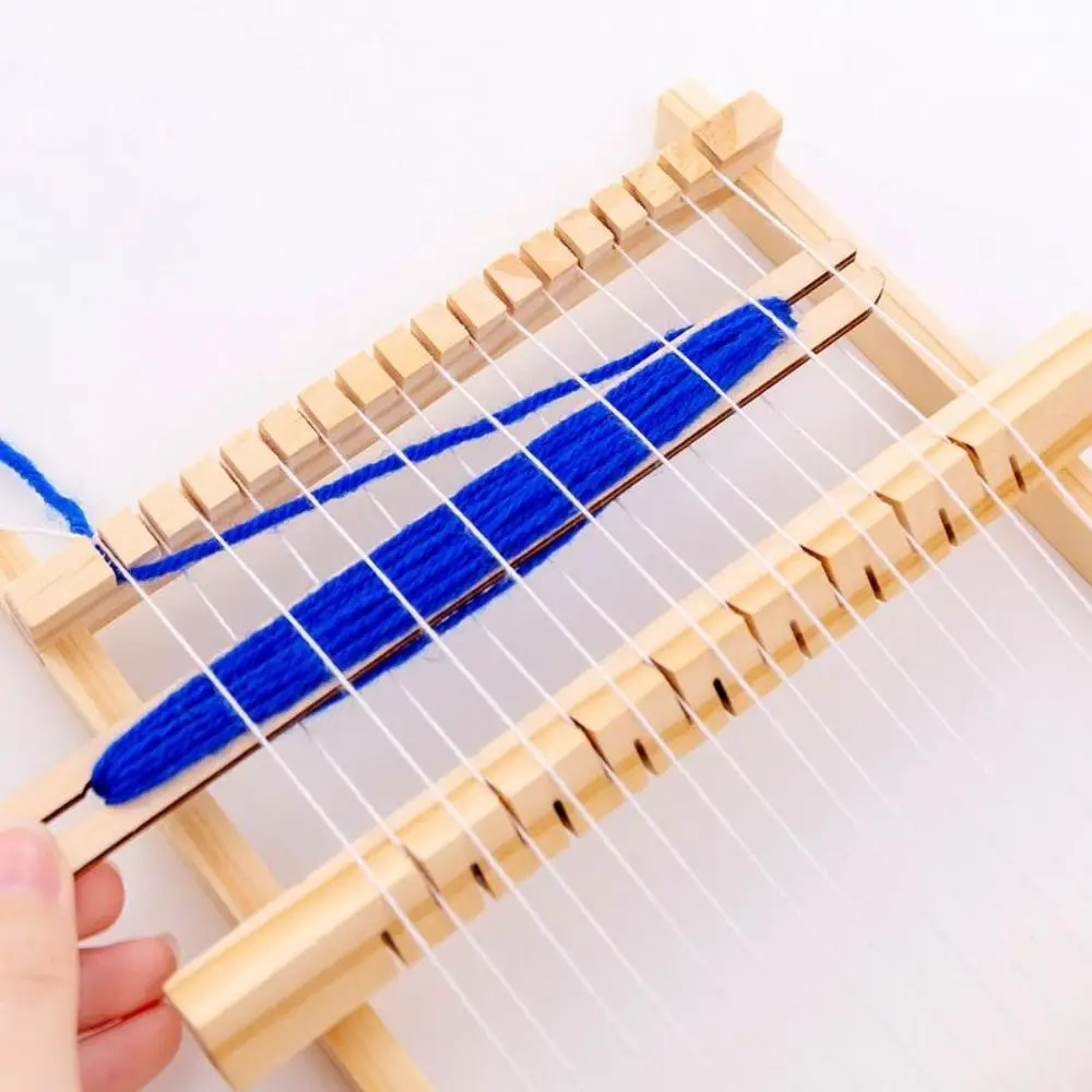 Easy Operate DIY Wooden Weaving Loom Starter Kit Homemade Mini DIY Weaving Toy Wooden Knitting Machine Household Toys